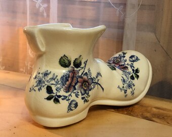 English Charlotte Royal crownford polychrome hand painted boot vase