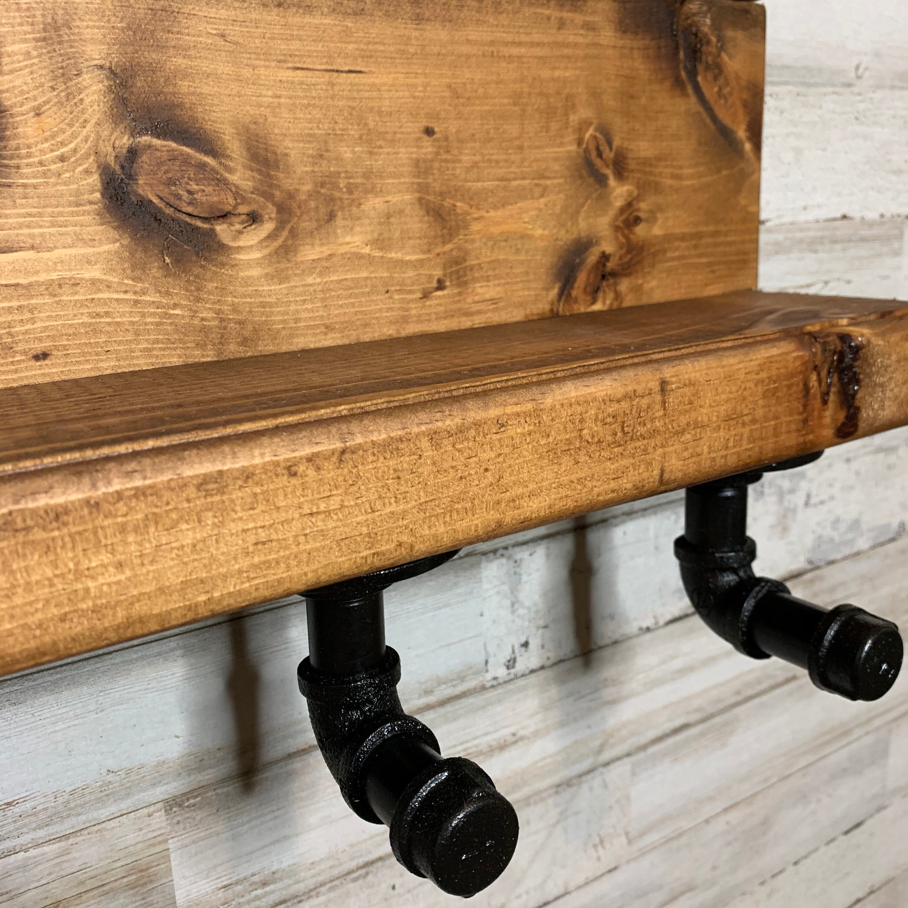 30 Industrial Shelf Bathroom Shelf With Hooks Bathroom Etsy