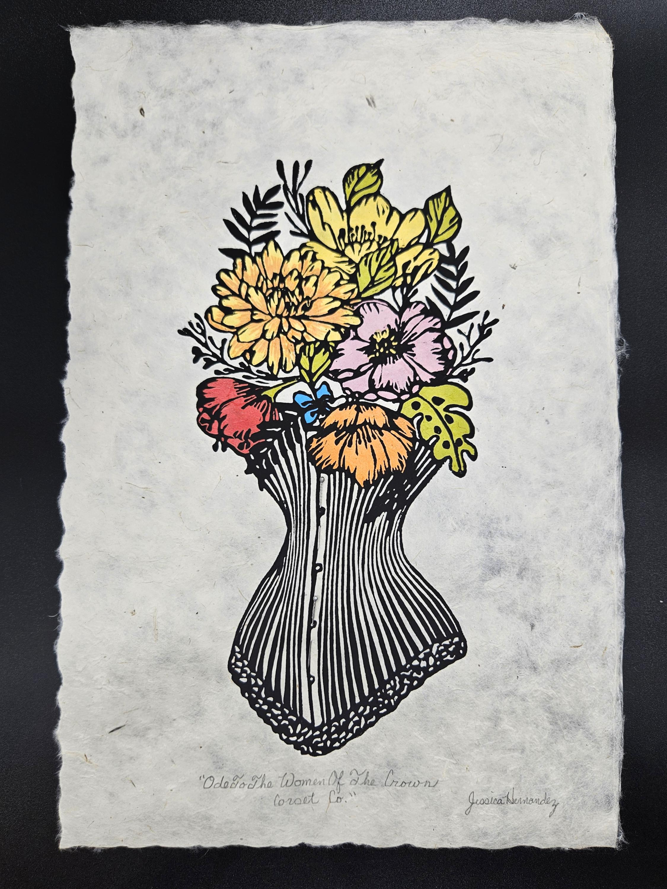 Ode to the Women of the Crown Corset Co. Lino Print - Etsy