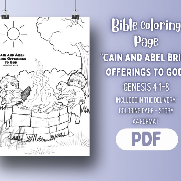 Bible coloring page- Cain and Abel bring offerings to God