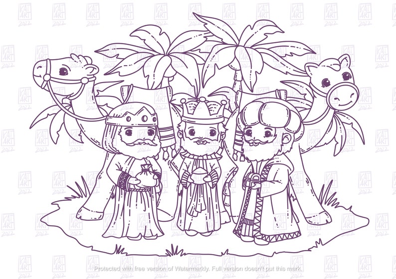 Three Wise Men Coloring Page - Etsy