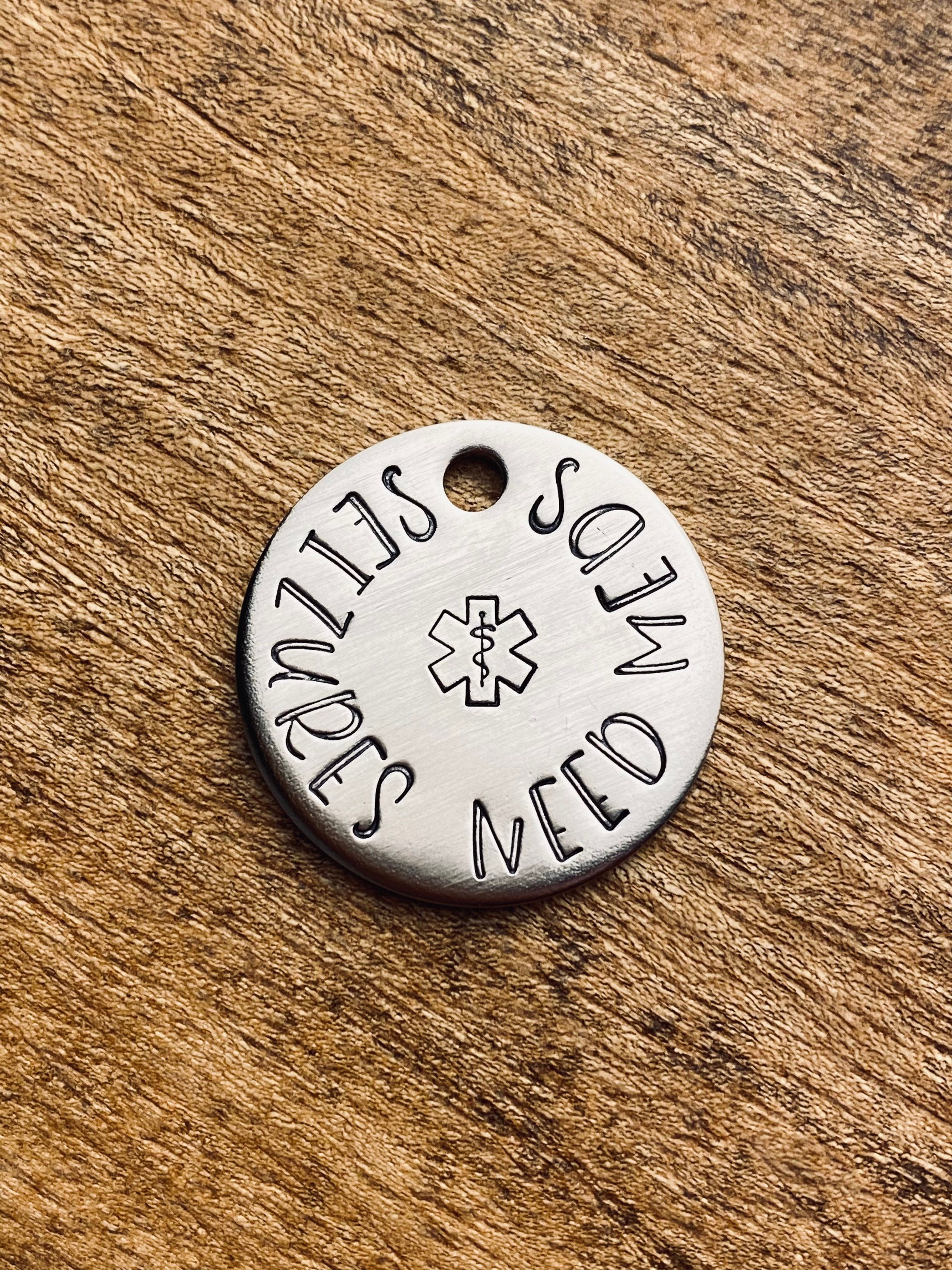 Medical Alert Pet Tag Hand Stamped Pet Tag Medical Alert Etsy