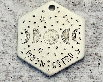 Large Moon Phase Dog ID Tag - Personalized Dog Tag - Custom Dog Tag - Dog ID Tag - Pet ID Tag - Celestial Dog Tag - Pet Accessories