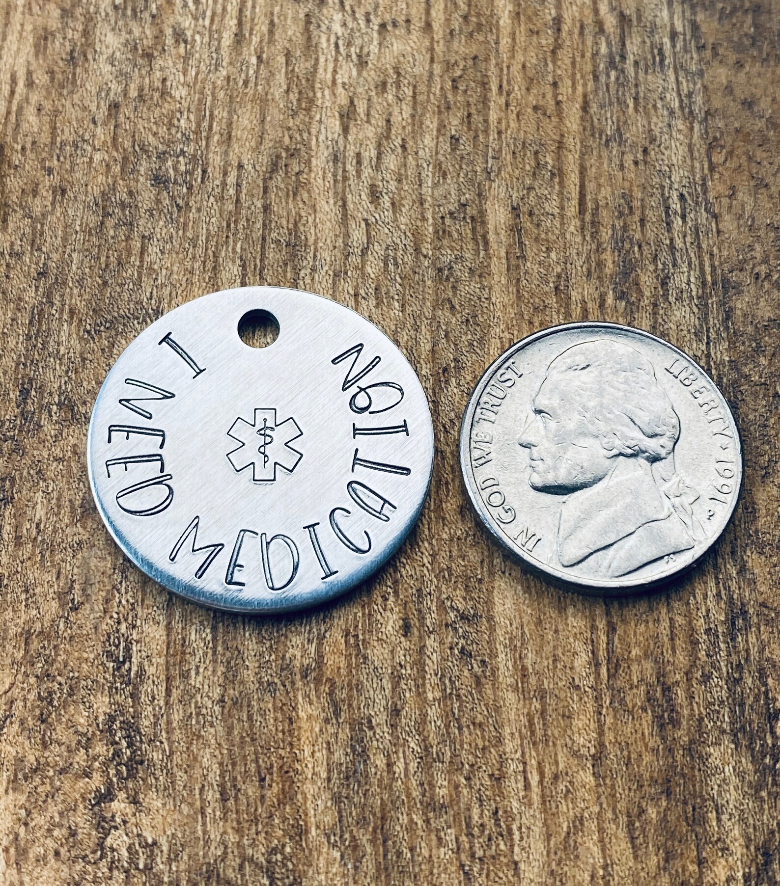 Medical Alert Pet Tag Hand Stamped Pet Tag Medical Alert Etsy