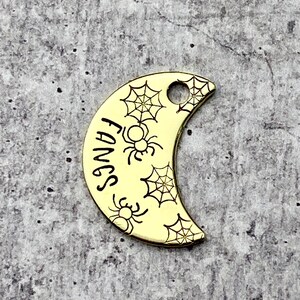 Spider Moon Pet Tag - Halloween Pet Tag - Cat ID Tag - Dog ID Tag - Pet Accessories - Hand Stamped - Personalized - Custom