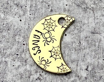 Spider Moon Pet Tag - Halloween Pet Tag - Cat ID Tag - Dog ID Tag - Pet Accessories - Hand Stamped - Personalized - Custom