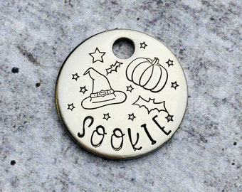 Small Hocus Pocus Pet Tag - Halloween Pet Tag - Cat ID Tag - Small Dog Tag - Personalized Pet Tag - Custom Pet Tag - Hand Stamped Pet Tag