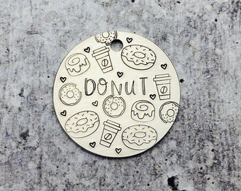 Donut Love Dog Tag, Hand Stamped, Personalized, Custom Dog Tag, Dog ID Tag, Pet Accessories, Pet Gifts, Donut