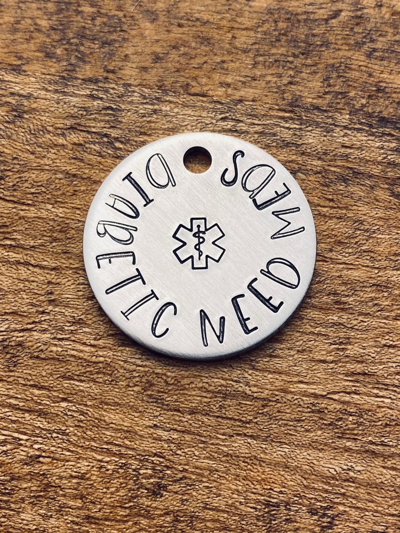 Medical Alert Pet Tag Hand Stamped Pet Tag Medical Alert Etsy