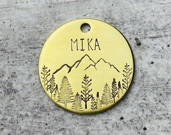 Large Pet ID Tag - Personalized Pet ID Tag - Custom Pet Tag - Dog ID Tag - Pet Accessories - Mountain View Pet Tag