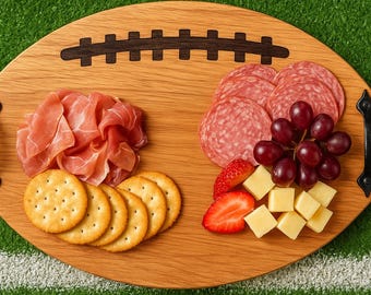 Personalized Football Serving Board: Red Oak Charcuterie Tray
