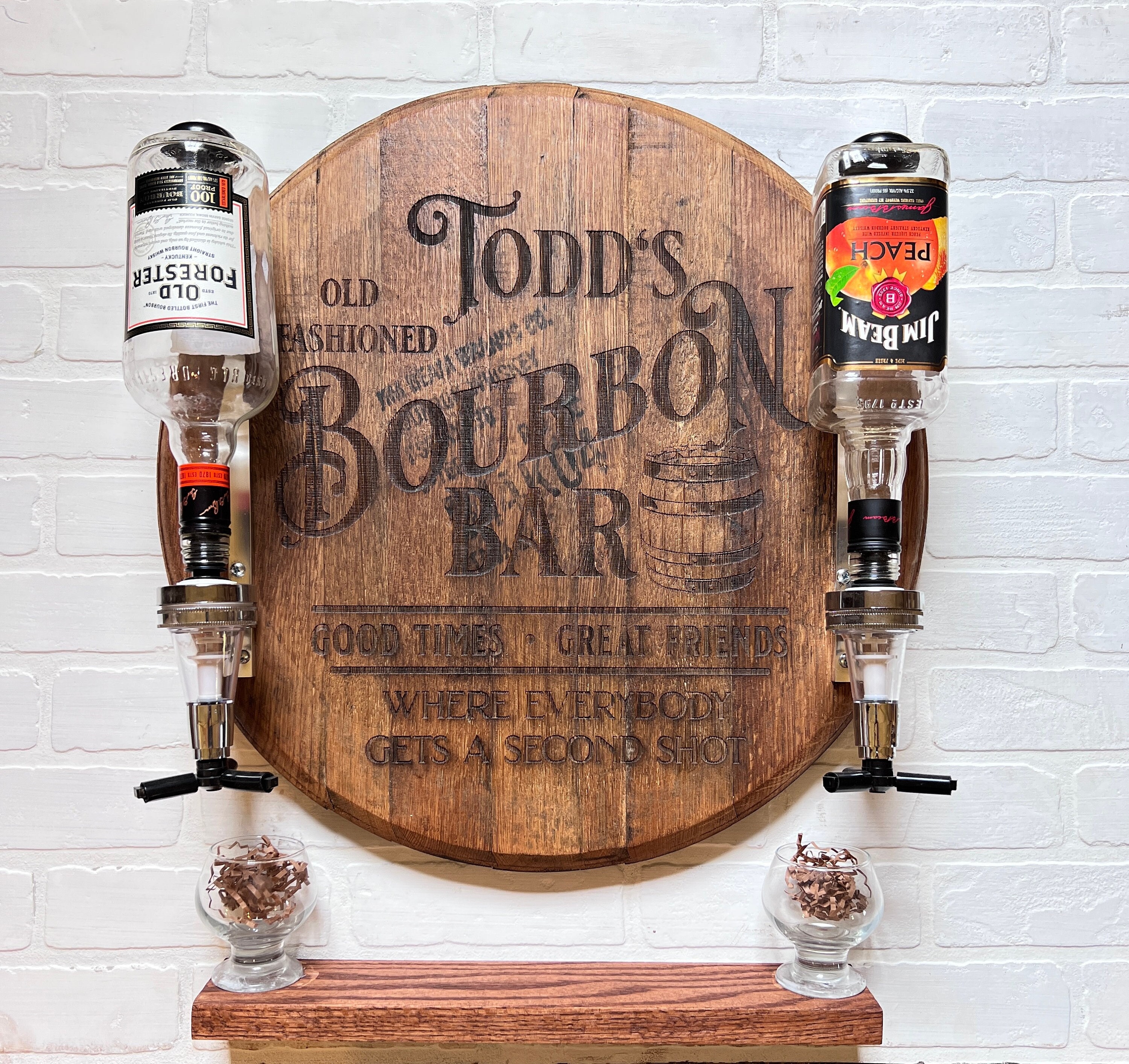Authentic Bourbon BarrelLid, Personalized Bar Sign, Liquor Dispenser, Bar Decor, Man Cave Gifts, Whiskey Barrel, Gifts for him
