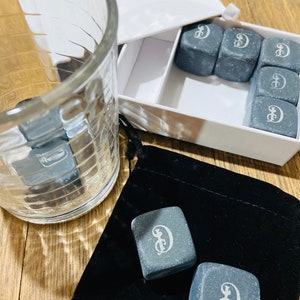 Custom Monogram Whiskey Rocks, Engraved Personalized Whiskey Stones, Chilling Stones, Groomsmen Gift, Gifts for him, Best Man, Unique gifts
