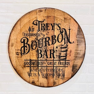 Authentic Bourbon Barrel Lid, Bar Decor for Home Bar, Man Cave Gifts, Whiskey Barrel, Birthday, gifts for Him