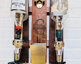 Personalized Whiskey Barrel Liquor Dispenser: Rustic Home Bar Decor