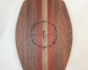Personalized Barrel Cutting Board: Engraved Monogram, Maple & Cherry
