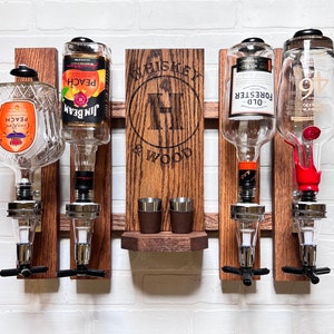 Liquor Dispenser/Red Oak/Whiskey Dispenser/Bourbon Dispenser/Wall Mount Dispenser/Bar Decor/Man Cave/Gifts For Him/Christmas