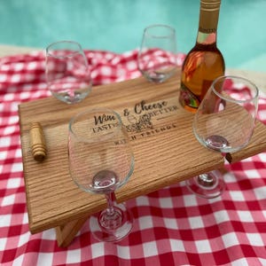 Wooden Wine & Cheese Board – Handcrafted Charcuterie Tray with Wine Glass Holder