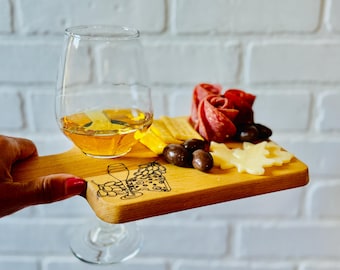 Personal Wine Charcuterie Board: Handcrafted Pine Serving Tray