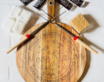 Acacia Wood S'mores Charcuterie Board: Campfire Party Tray