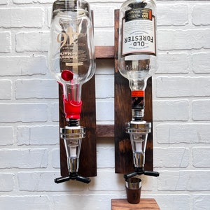 Liquor Dispenser, Wall Mount Liquor Dispenser, Man Cave Decor, Barrel Bar, Gifts for Him, Double Dispenser