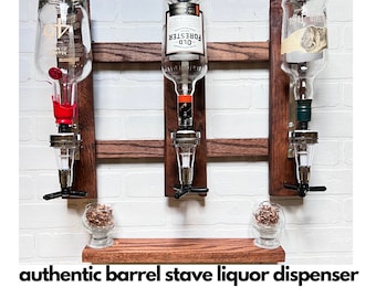 Authentic Bourbon Barrel Dispenser, Wall Mount Liquor Dispenser, Man Cave Decor, Gifts for Him, Triple Dispensers