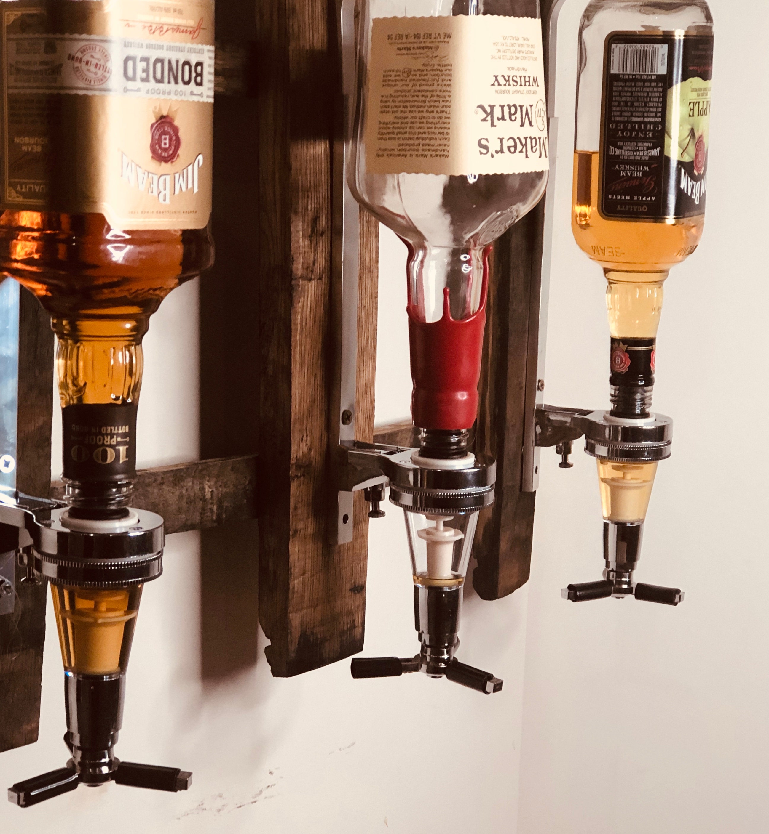 Liquor Dispenser Wall Mount Liquor Dispenser Bourbon Barrel Etsy