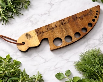 Personalized Acacia Wood Herb Stripper | Kitchen Herb Tool | Custom Engraved Gift for Cooks & Gardeners