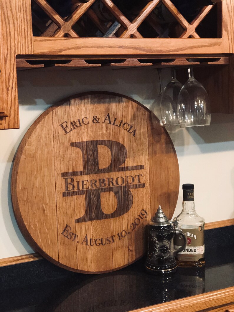 Laser Engraved Bourbon Barrel Lid/personalized Barrel Etsy