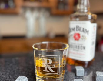 Personalized Laser Engraved Whiskey Glass – Custom Rocks Glass – Bourbon Lover Gift