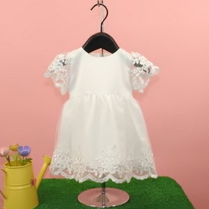 Baby girl white dress Girls Party Dress Flower Girl Dress Toddler Girls Dress Birthday Party Dress Baby Girl Party Dress,