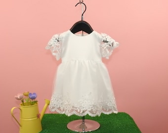Baby girl white dress Girls Party Dress Flower Girl Dress Toddler Girls Dress Birthday Party Dress Baby Girl Party Dress,