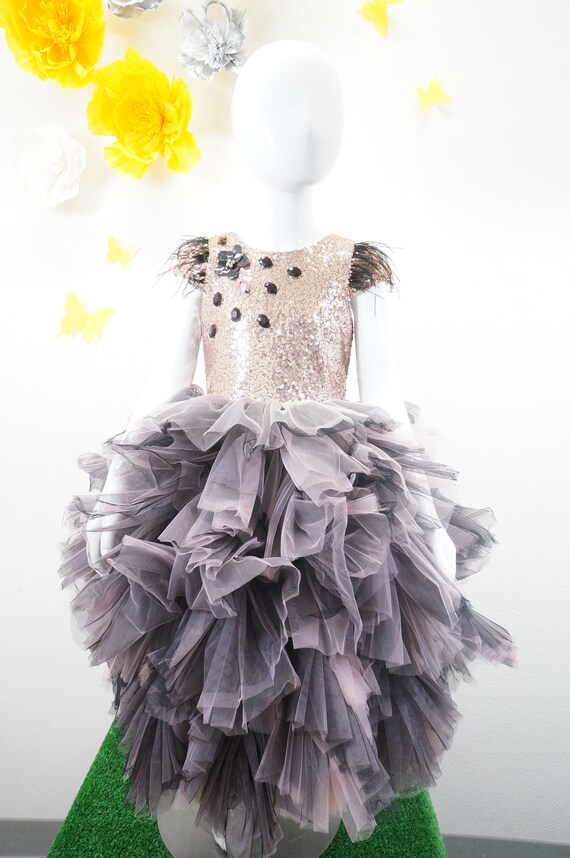 quality formal dresses Girl Formal Dresses Baby Girl Pageant Flowers Dress Toddler Sequins Cake Birthday Party Dress, Pink / 2-3 Years (100cm) main image 1