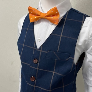 3PC Boys Plaid Suit, Navy Blue Suit