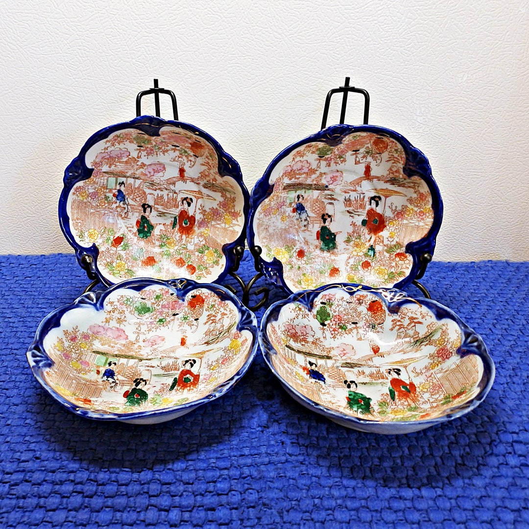 Antique Geisha Japanese Bowl Set the Small Bowls Set of 4 Are Hand ...