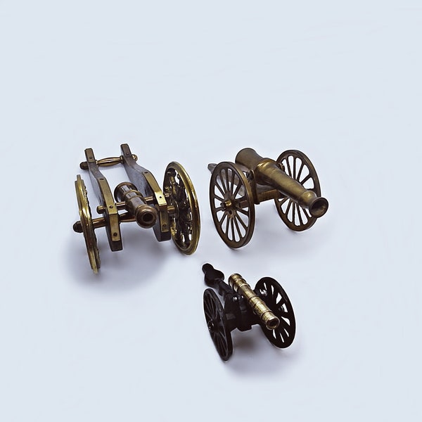 Vintage Cannons, Set Of Three, Historical Replicas, Desk Ornaments