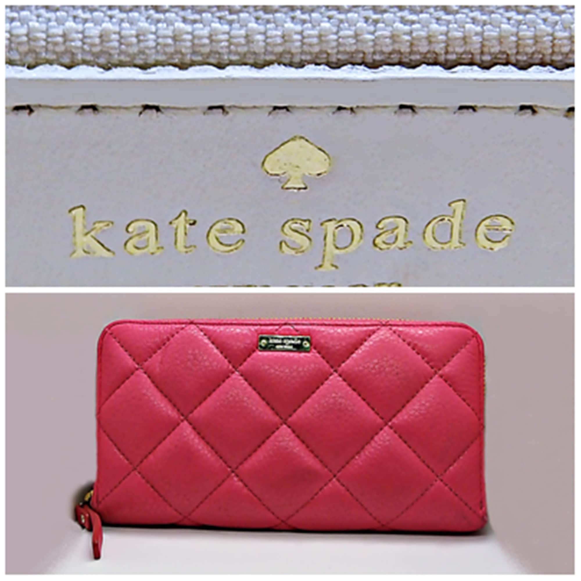 Kate Spade Staci Colorblock Printed Small Zip Around Wallet Burgundy Pink  Multi