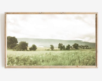 Green Pastures Samsung Frame TV Art, green meadows, Farmhouse wall art, nature Landscape, Digital Download