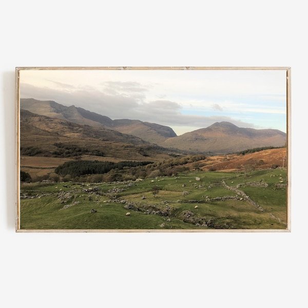 Samsung Frame TV art| Ireland countryside| green pastures| sheep| mountains valley| nature landscape| frame TV art| Ireland digital TV art