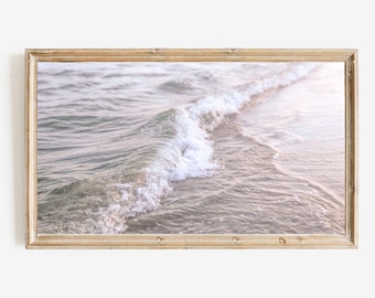 Neutral Beach Waves Samsung Frame TV art, Boho coastal waves, digital download