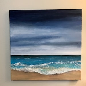 Hand Painted Seascape: Acrylic Ocean Painting on Canvas (12x12)