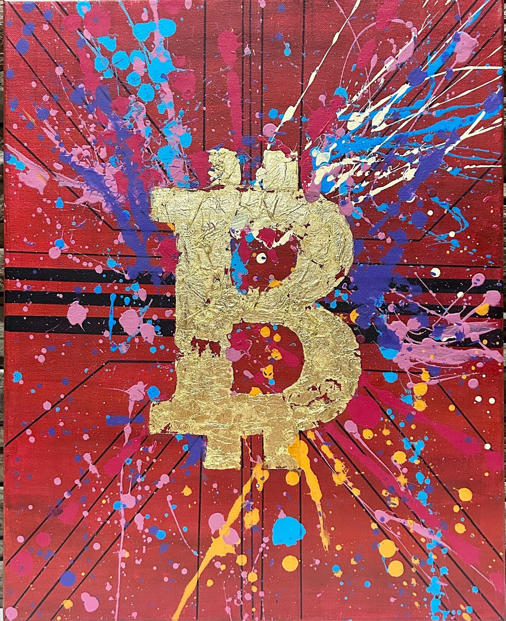 Hand Painted Bitcoin Canvas Art: Abstract Acrylic Painting (16x20) - Etsy