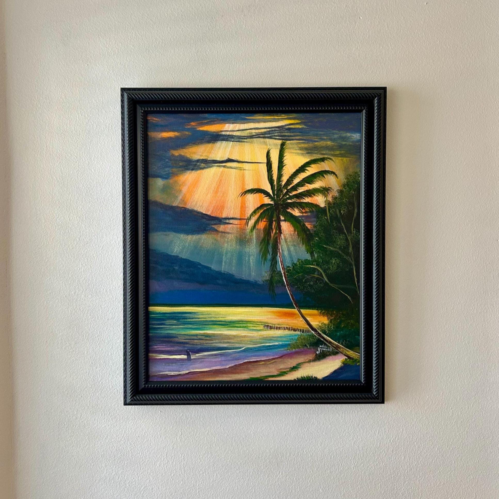 水彩画(海景)№46 Framed Seascape Acrylic Painting – 16x20