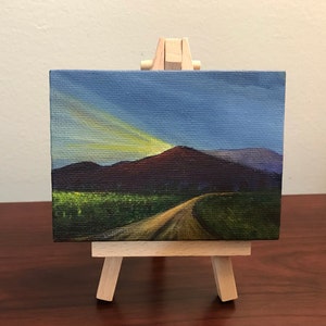 Miniature Painting, Mini Canvas Painting, Nature, Landscape, Acrylic Painting on Canvas, Sky, 3x4, Mini Canvas Art, Tiny Painting