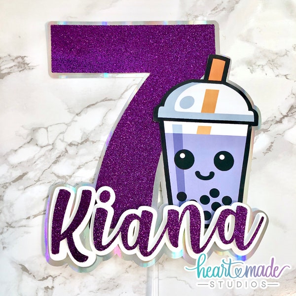 Boba Cake Topper,Boba Tea,Milk Tea,Pearl Tea,Bubble Tea,3D Cake Topper,Boba Birthday,Boba Party,Custom Cake Topper,Kawaii Cake Topper