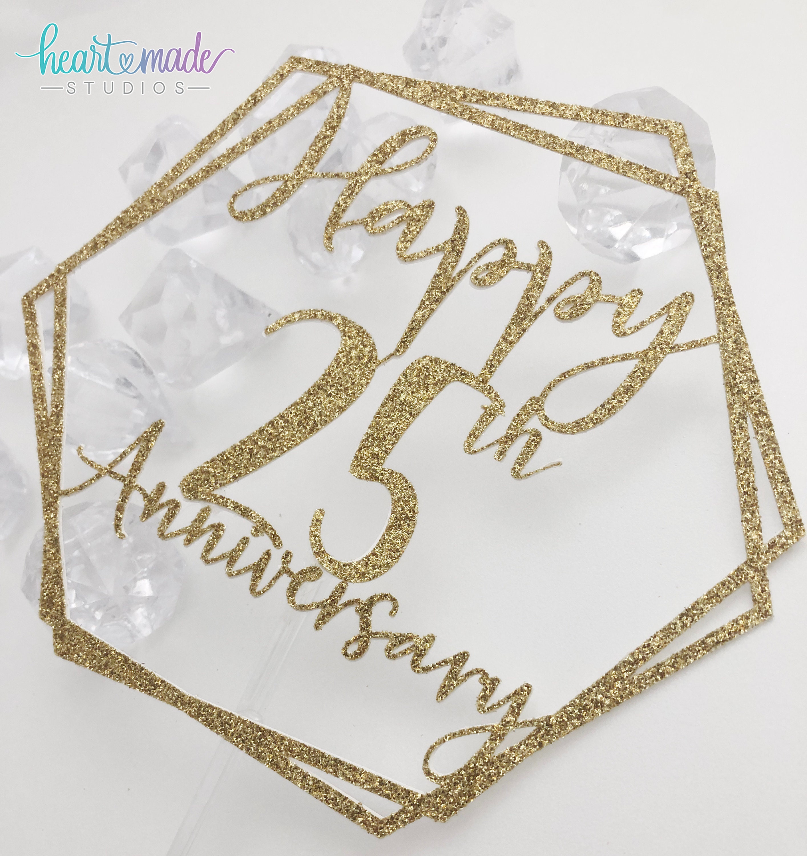 25th wedding anniversary cake topper