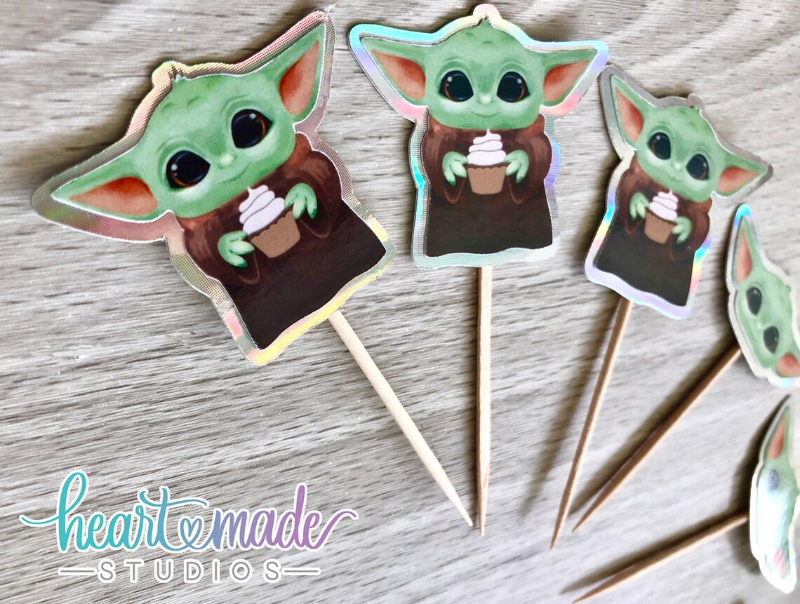 Baby Yoda Cupcake Toppers Baby Yoda Inspired The Child Etsy