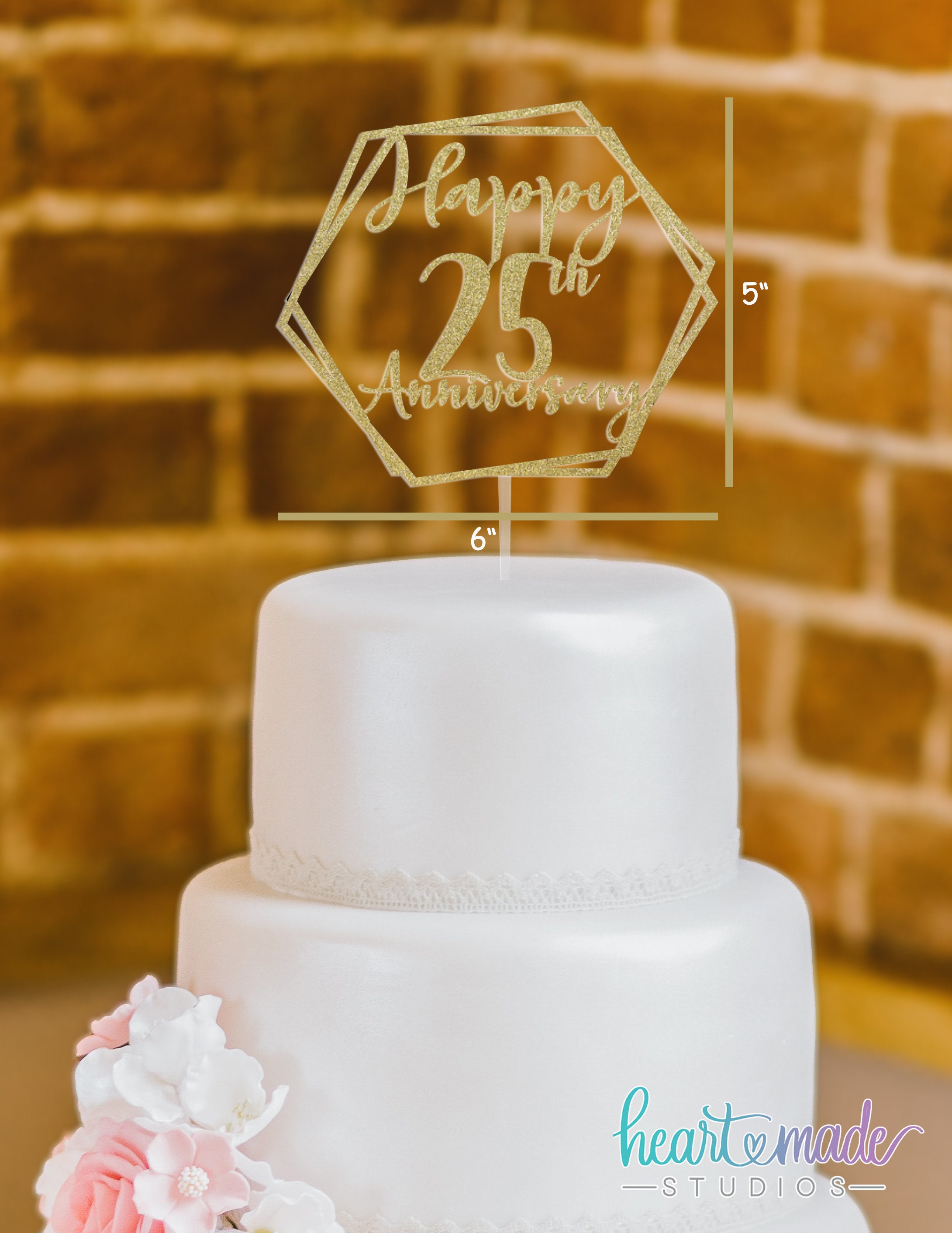 Anniversary Cake Topper 25th Anniversary Cake Topper Custom Etsy