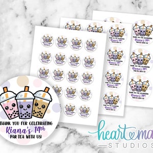 Boba Tea Favor Stickers, Boba Favor Labels, Boba Stickers, Bubble Tea Favor Labels, Boba,Milk Tea, Pearl Tea, Boba Party Stickers,Boba Party