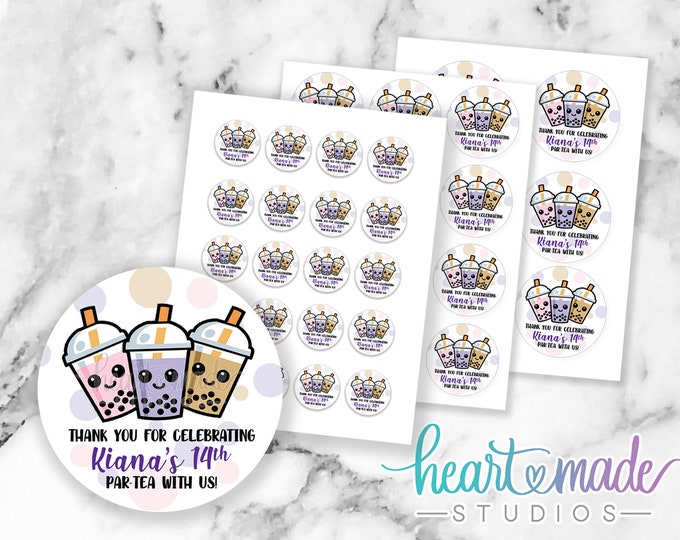 Boba Tea Favor Stickers, Boba Favor Labels, Boba Stickers, Bubble Tea ...